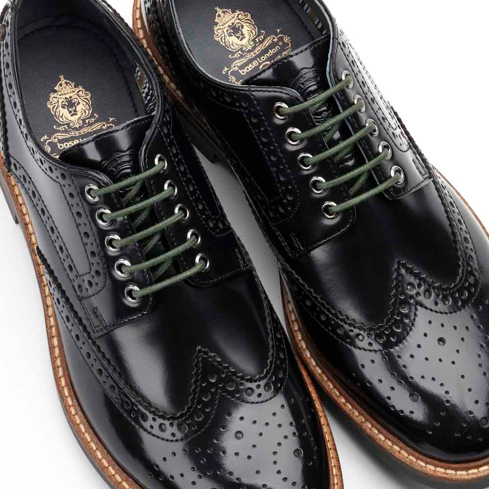 Woburn XL Hi Shine Brogue Shoes Black