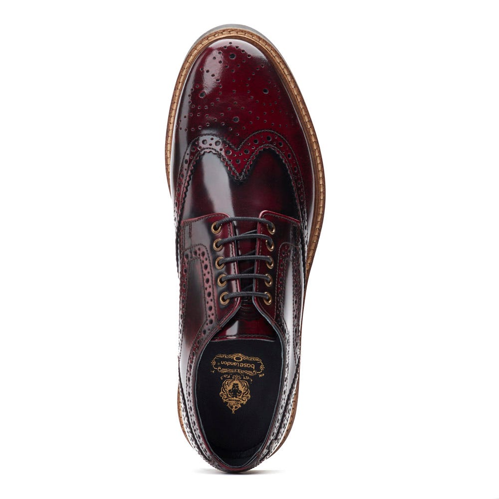 Woburn XL Hi Shine Brogue Shoes Bordo