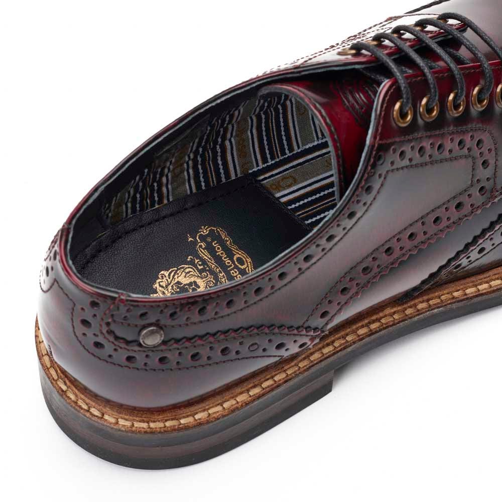Woburn XL Hi Shine Brogue Shoes Bordo