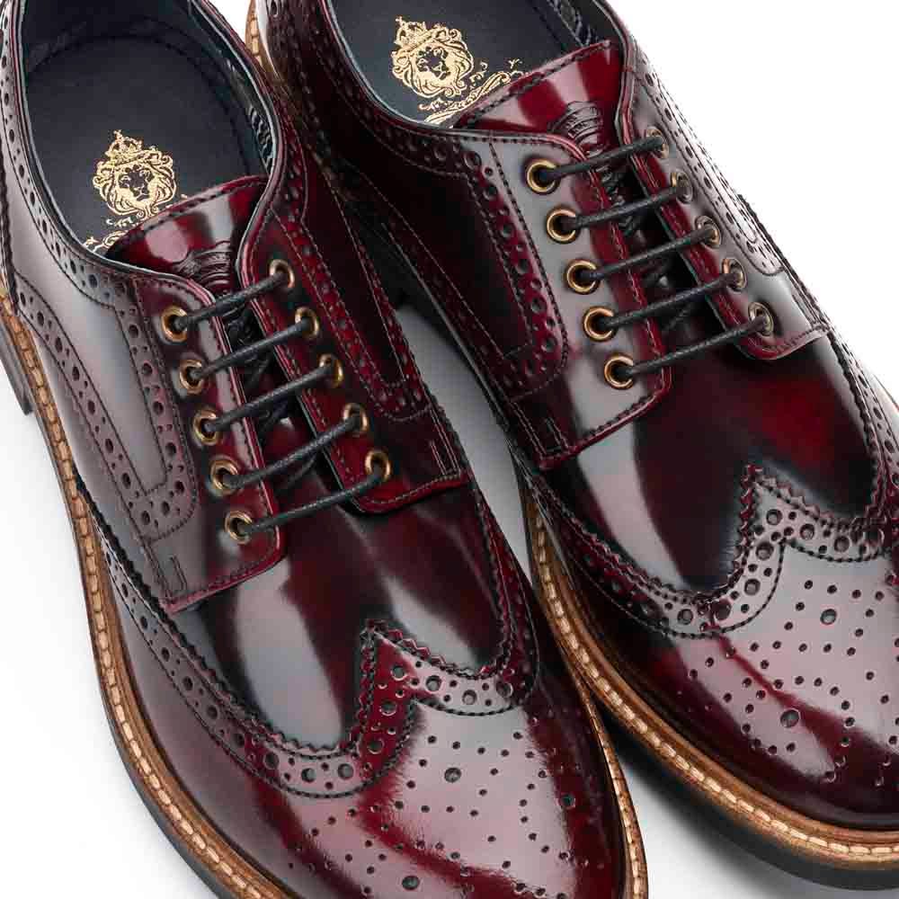 Woburn XL Hi Shine Brogue Shoes Bordo