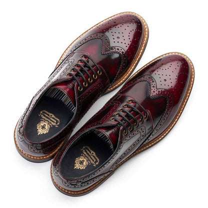 Woburn XL Hi Shine Brogue Shoes Bordo